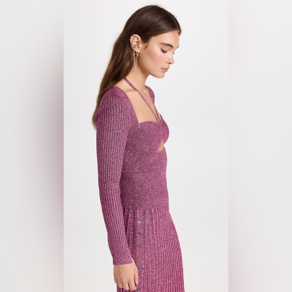 Jonathan Simkhai Alexia Marled Compact Rib Sweetheart Knit Top - Medium (NWT) - Picture 8 of 10